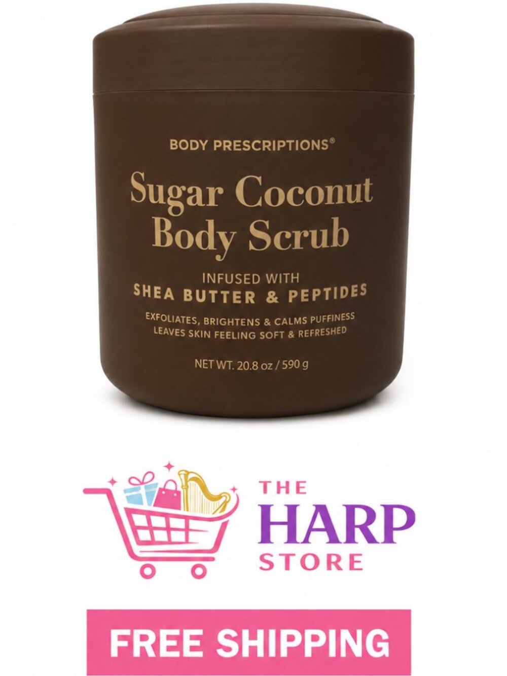 Body Prescriptions Sugar Coconut Body Scrub with Shea Butter & Peptides, 20.8 oz